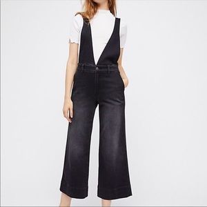 Free People Black Denim Overalls